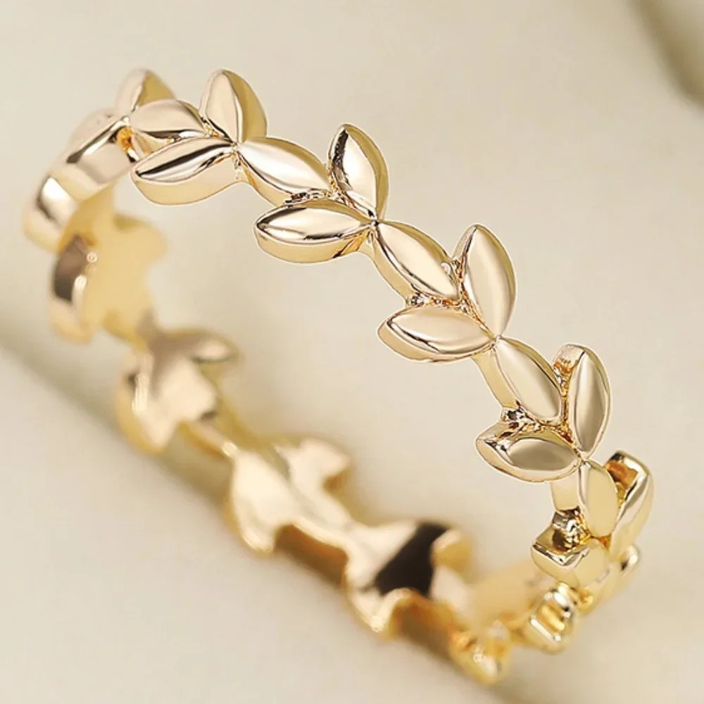 ▶Dainty Yellow Gold Plated Simple Dainty Beautiful Ring for Women/Girl, K947 - Picture 2 of 6